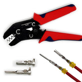 Twippo crimping tool with ratchet – side view showing robust design for precise, repeatable crimps.