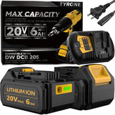 tyrone 20v max battery with 6.0ah status LEDs for quick power readout