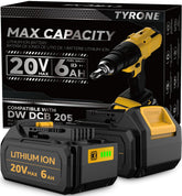 Tyrone 2-pack 20V Max battery front view, true 6.0Ah capacity for extended runtime.