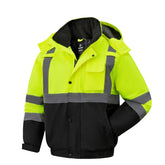 Ubon high-visibility lime jacket for nighttime visibility and warmth.