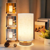 UCHENTON 3-color bedside lamp with wood base for mood control