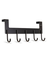UDENIS over-the-door-hook matte-black front view, space-saving rack for coats and towels.