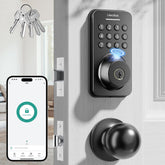 Ulecoce fingerprint keypad deadbolt on front door enables quick, secure entry.