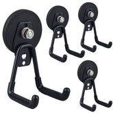 ULIBERMAGNET heavy-duty magnetic garage hook on metal surface for tool organization.