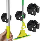 ULIBERMAGNET wall-mounted magnetic mop holder close-up showing rubber coated grip