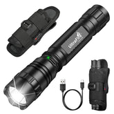 ULTRAFIRE WF-501BX tactical flashlight angled shot for high-visibility outdoor use.