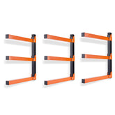 Ultrawall wall-mounted wood organizer racks show three-pack storage for long items