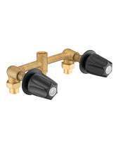 Ultrimkit rough-in valve with black trim closeup highlights durable brass construction for long-lasting performance.