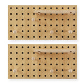 UMICAL beige wood pegboard assembly demonstrates sturdy modular storage.