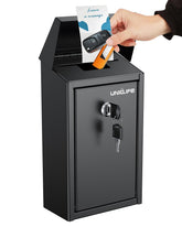 Uniclife wall-mounted donation box with top slot for secure, quick drops