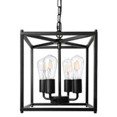 Unicozin 4-light black farmhouse chandelier over a kitchen island for rustic charm and ample lighting