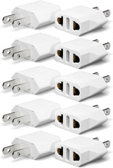 Unidapt EU-to-US plug adapter front view showing compact travel design.