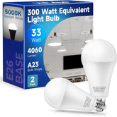 UNILAMP 300W LED bulb in a garage setup for bright, clear task visibility.