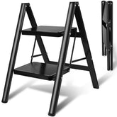 Uoisihur upgraded 2-step ladder folded compact for easy storage.