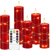 Upinmz red flameless candle with remote for safe, flickering ambiance.