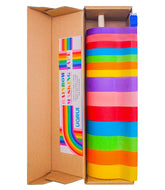 UQRUI rainbow masking tape 1in dispenser close-up for classroom labeling and crafts.