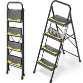 Urackify 4 step ladder with wide anti slip steps for stable indoor footing.