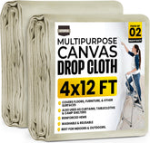 Utopia Home drop cloth covers a painting setup protecting surfaces with 4x12 ft coverage.