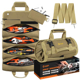 UUP Tool Bag Roll Up front view with rugged khaki fabric and sturdy hardware.