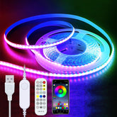 UVTaoYuan LED COB strip lights front view showing vibrant RGB colors for ambient decor