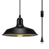 Uxtrodecor plug-in pendant light in black enhances dining room ambiance.