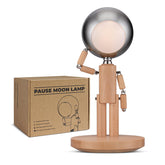 Vadifula Pause Moon Lamp in beech wood detail for warm bedside ambience.