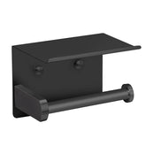 VAEHOLD self-adhesive toilet paper holder with phone shelf, front view, easy reach.