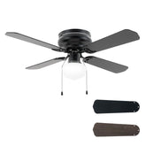 Vagizm 42-inch traditional ceiling fan in matte black with flush mount for low ceilings.