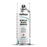 Vallejo acrylic gloss varnish spray exterior use showing durable scratch resistant protection