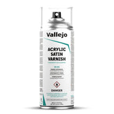 Vallejo Acrylic Satin Varnish Spray applied at 40 cm distance for a smooth, durable finish.