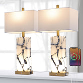 Vallerico natural marble table lamps set of 2 with distinctive veining and premium finish