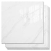 VallisCo peel-and-stick backsplash tiles in white marble for a quick kitchen upgrade.
