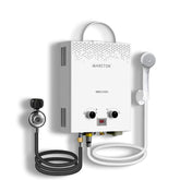 VANSTON tankless water heater in outdoor setup delivers on-demand hot water for camping.
