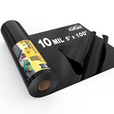 VAPLINX 10 Mil black plastic sheeting in a garden for weed control and moisture management