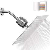 Vapralis filtered shower head chrome finish, front view for a sleek bathroom upgrade.