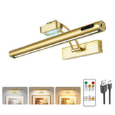 VARICART magnetic wireless picture light front view with gold finish—enhances artwork display.