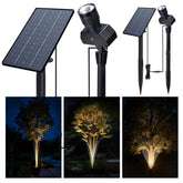 Varmtalys solar spot light with adjustable beam angle brightens walls and foliage