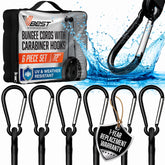 VBEST Extra Long Bungee Cords with carabiner hooks closeup for secure cargo