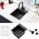 VC CUCINE Gunmetal Bar Sink exterior view shows durable finish for outdoor and RV kitchens.