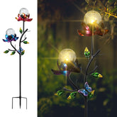 VCUTEKA solar garden flowers LED globe glows warmly for yard ambiance