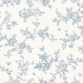 VEELIKE Cottage Blue Toile wallpaper roll shows vintage birds and florals for a tranquil accent wall.