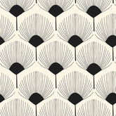 VEELIKE geometric wallpaper beige and black fan pattern adds a modern bedroom accent wall