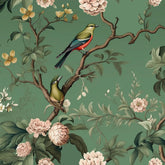 VEELIKE Vintage Green Bird wallpaper roll with chinoiserie birds for a timeless wall accent
