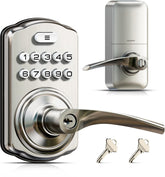 Veise keypad door lock with handle enables keyless entry for front doors.