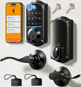 Veise VE017-L fingerprint lock front door setup for quick, tool-free installation.