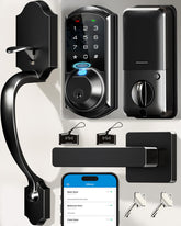 Veise VE07-H fingerprint unlock on a matte black handle-set for instant access