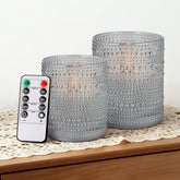Velsyn dotted glass flameless candle 3x4 gray with realistic wax glow