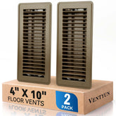 Ventyun 4x10 floor register front view in brown with adjustable airflow for tailored comfort.