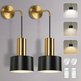 VerRon battery-operated brass bedside sconce for warm ambient light without wiring