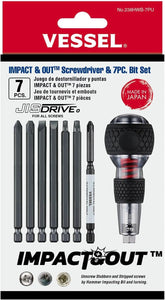 VESSEL Impact & Out Screwdriver with hammer-cap for controlled hammer strikes.